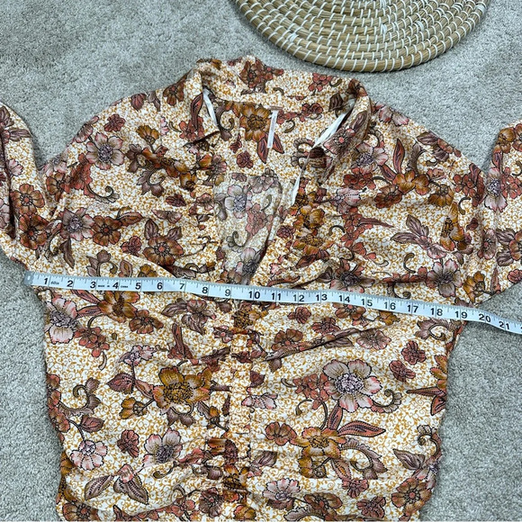 Free People I Got You Printed Top Crop V-Neck Longsleeve in Orange Boho Size L - Picture 15 of 16